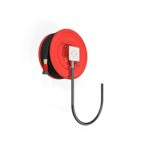 Fire hose reel to a cabinet